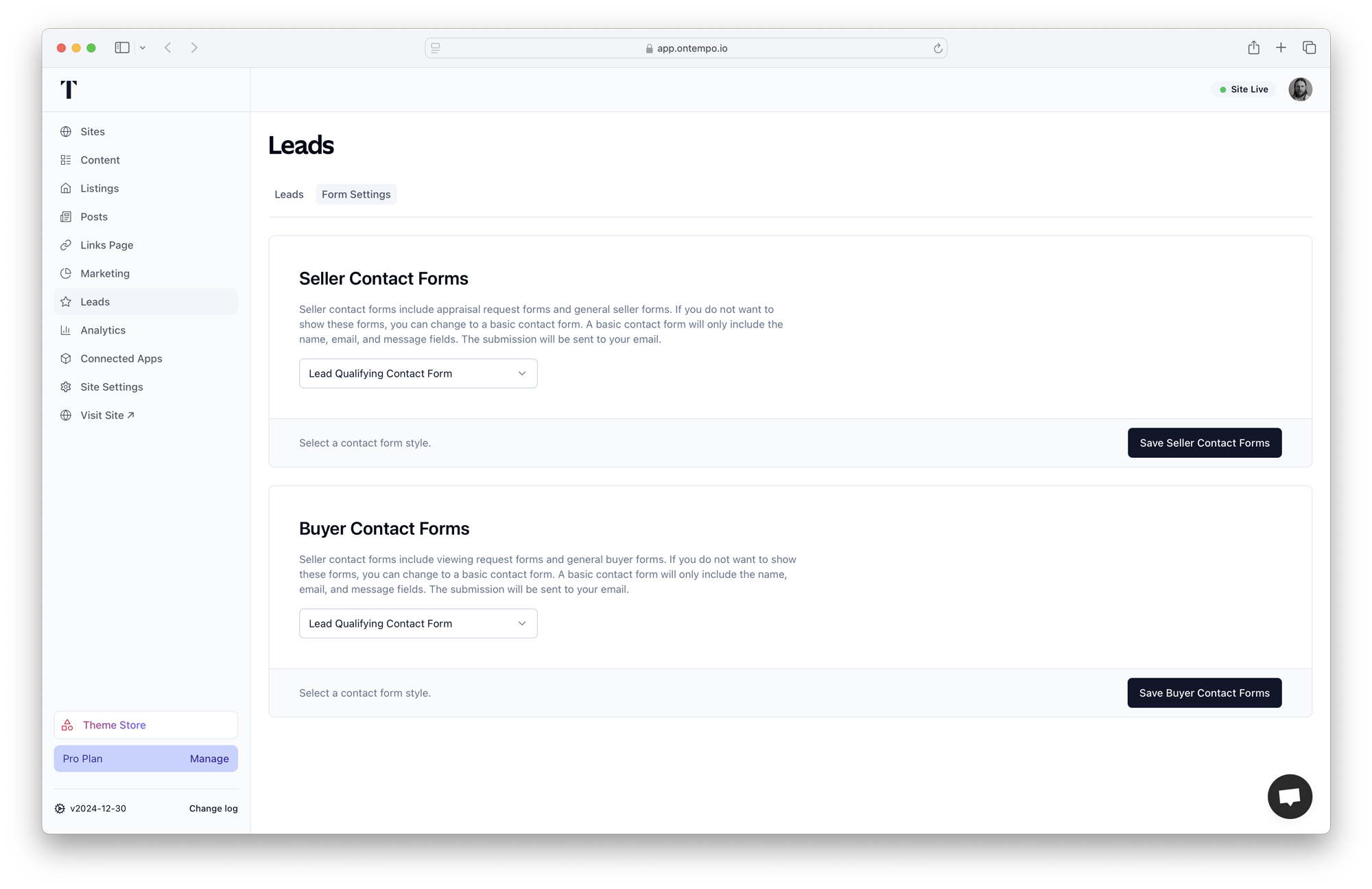 Form Settings