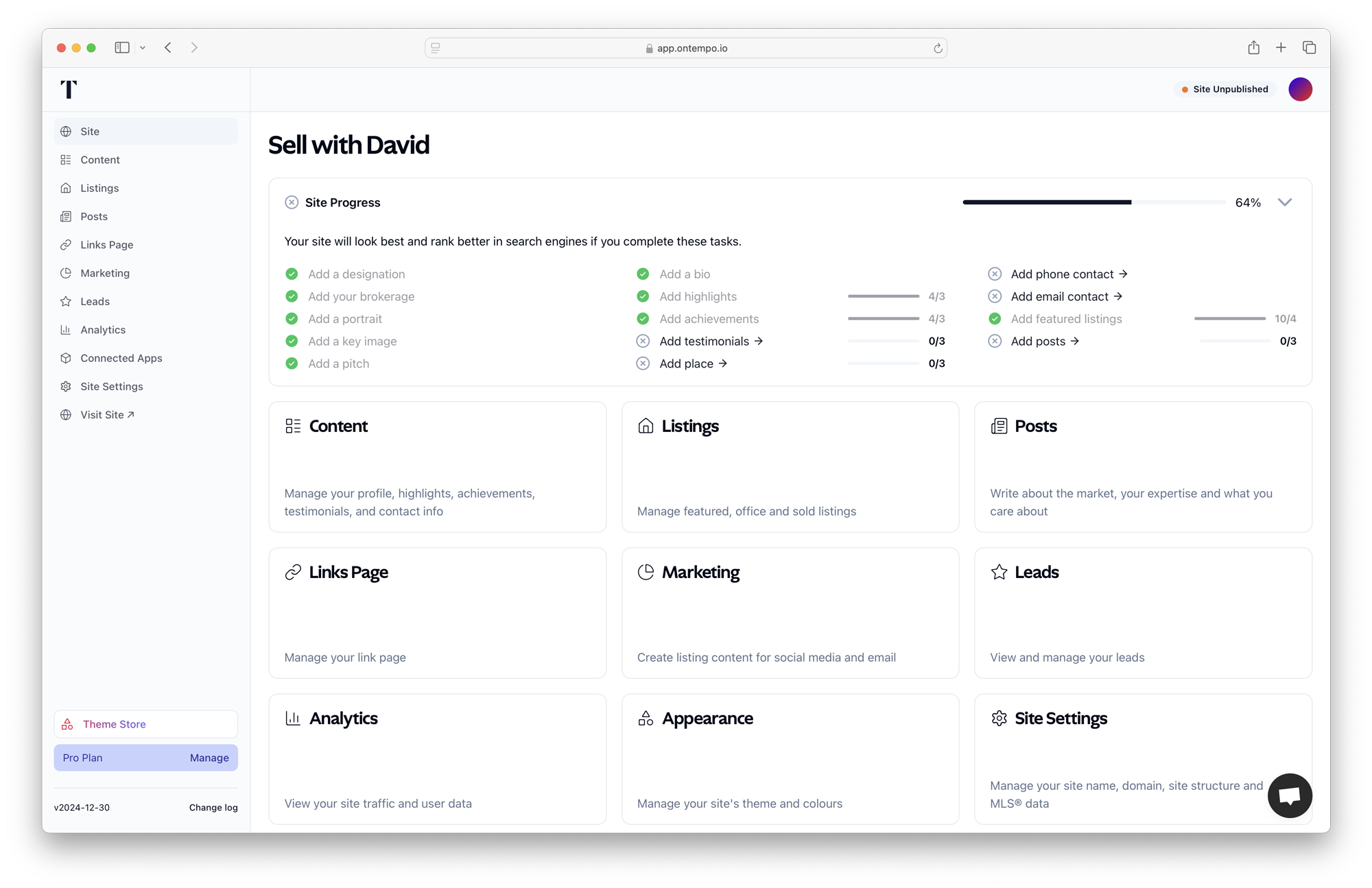 Site Dashboard